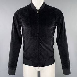 TODD SNYDER Size XS Black Terrycloth Cotton Polyester Sweatshirt